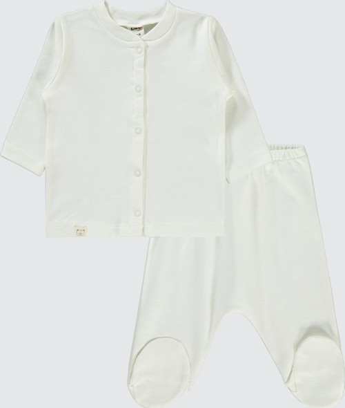 Erkek Bebek Pijama Takımı 1-6 Ay Ekru
