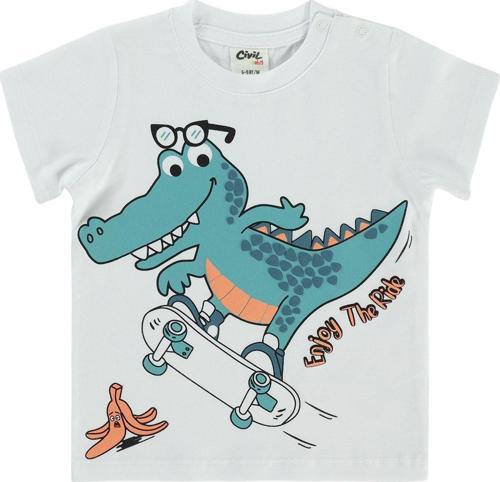 Erkek Bebek Tişört 6-18 Ay Beyaz