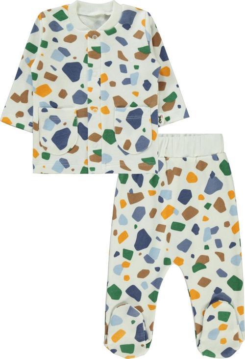 Erkek Bebek Pijama Takımı 1-6 Ay Ekru