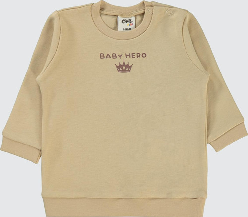 Erkek Bebek Sweatshirt 6-18 Ay Sütlü Kahve