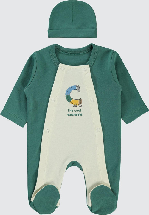 Erkek Bebek Prematüre Patikli Tulum Koyu Yeşil