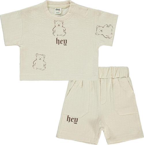 Erkek Bebek Şortlu Takım 6-18 Ay Bej