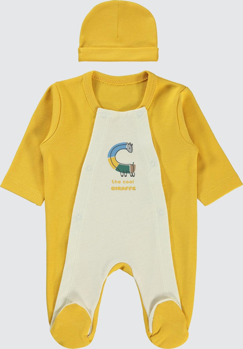 Erkek Bebek Prematüre Patikli Tulum Sarı