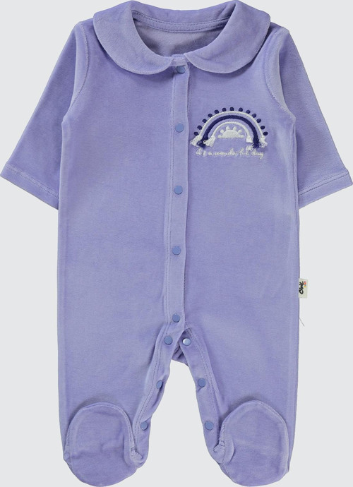 Kız Bebek Patikli Tulum 1-6 Ay Lila