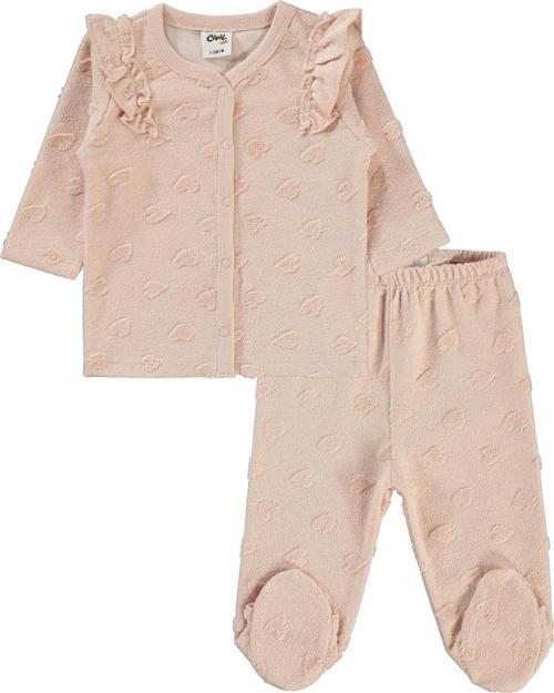 Kız Bebek Pijama Takımı 1-6 Ay Pudra
