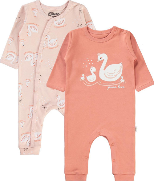 Kız Bebek 2'li Patiksiz Tulum 3-9 Ay Şeftali