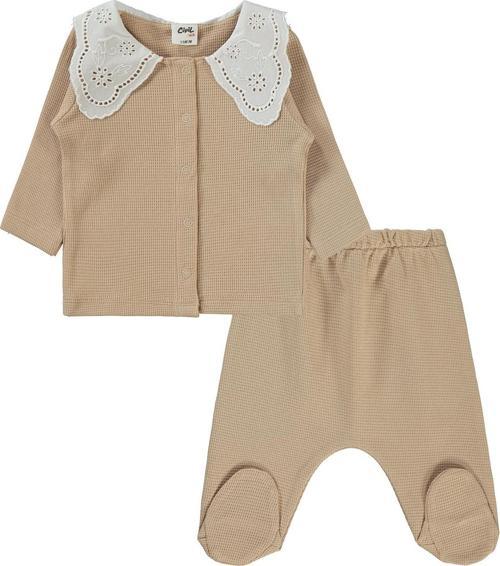 Kız Bebek Pijama Takımı 1-6 Ay Bej