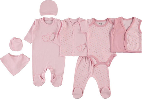 Kız Bebek 8'li Zıbın Setleri 0-1 Ay Pembe