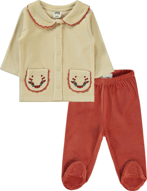 Kız Bebek Pijama Takımı 1-6 Ay Sütlü Kahve