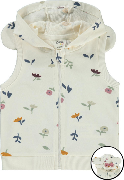 Kız Bebek Kapüşonlu Yelek 6-18 Ay Fil Dişi