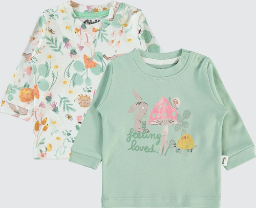 Kız Bebek 2'li Sweatshirt 3-12 Ay Açık Haki