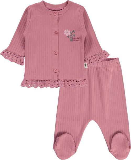 Kız Bebek Pijama Takımı 1-9 Ay Gül Kurusu