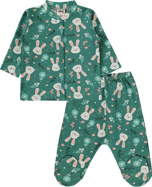 Kız Bebek Pijama Takımı 1-6 Ay Haki