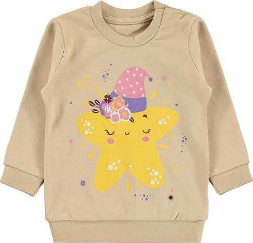 Kız Bebek Sweatshirt 6-18 Ay Ten Rengi