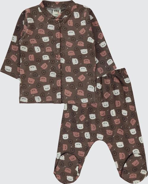 Kız Bebek Pijama Takımı 1-6 Ay Kahverengi