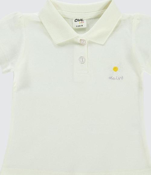 Kız Bebek Tişört 6-18 Ay Ekru