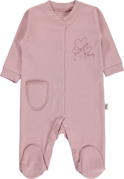 Kız Bebek Patikli Tulum 1-6 Ay Açık Pudra