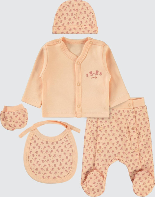 Kız Bebek Prematüre Zıbın Takımları Yumuşak Şeftali