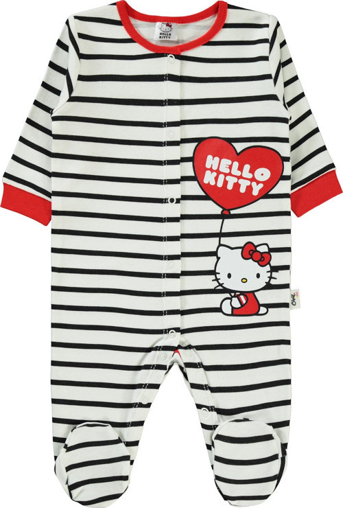 Hello Kitty Kız Bebek Patikli Tulum 1-6 Ay Siyah
