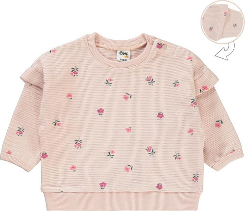 Kız Bebek Sweatshirt 6-18 Ay Pudra