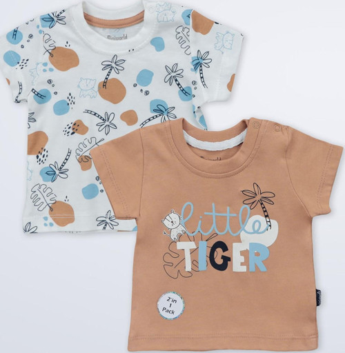 Erkek Bebek 2'li Tişört 3-12 Ay Camel
