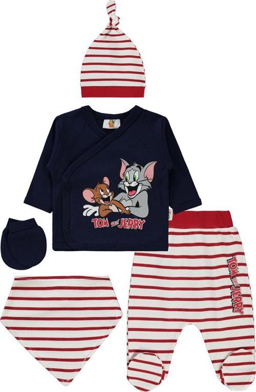 Tom ve Jerry Erkek Bebek Zıbın Takımları Kırmızı