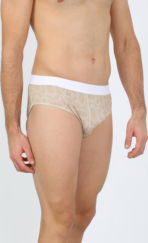 Erkek Pamuk Desenli Likralı Slip Krem 40131