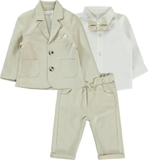 Erkek Bebek 4'lü Takım 6-18 Ay Bej