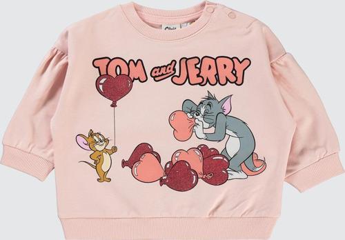 Tom Ve Jerry Kız Bebek Sweatshirt 6-18 Ay Somon 