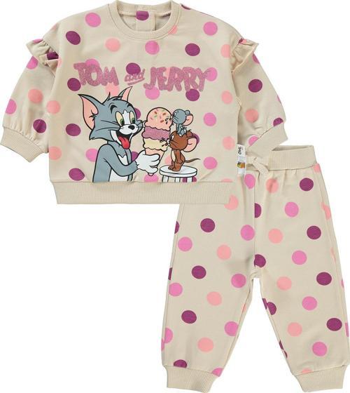 Tom Ve Jerry Kız Bebek Takım 6-18 Ay Taş Rengi