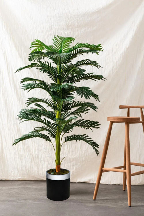 Areka Yapay Ağaç 160 Cm 32 Yaprak Kemerli Galvaniz Saksı