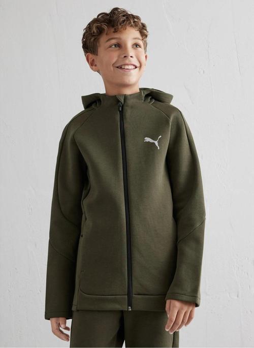 Bisiklet Yaka Düz Haki Erkek Eşofman Üstü 68180370-Evostrıpe Fz Hoodie Dk