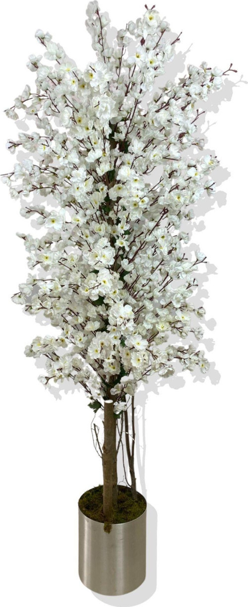 Beyaz Bahar Dalı 160 Cm Yapay Ağaç 25X25 Metal Saksı