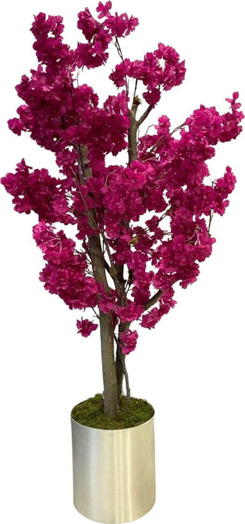 Fuşya Bahar Dalı 140 Cm Yapay Ağaç 20X20 Metal Saksı
