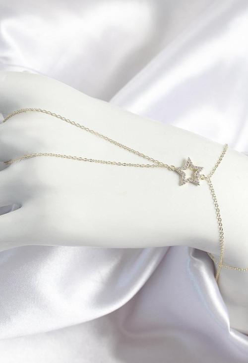 Pirinç Zirkon Taşlı Yıldız Model Gold Renk Kadın Şahmeran
