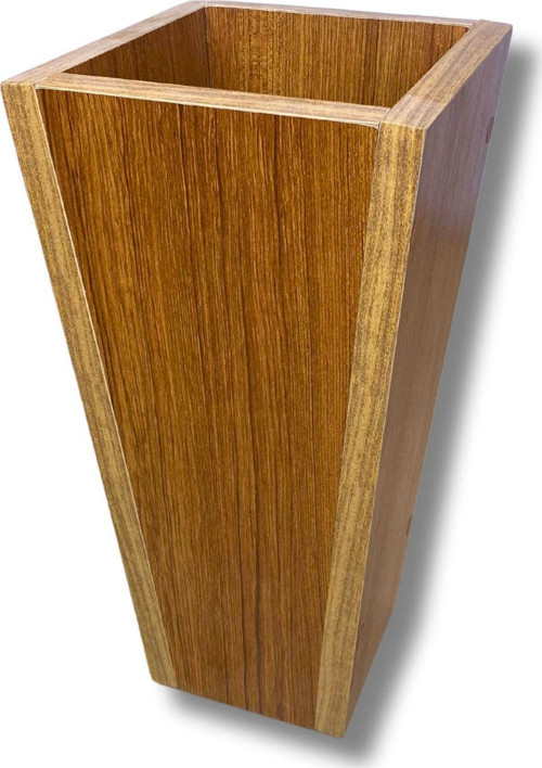 Kahvrengi Ahşap Mdf Vazo Saksı 19X19X38 Cm Iç Mekan Saksısı
