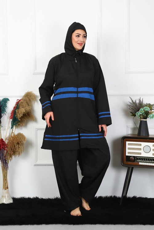 Büyük Beden Tesettür Mayo 7XL-8XL-9XL-10XL Siyah 55011
