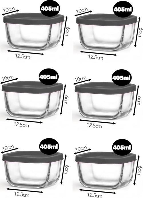 Feyzade Cube Kahvaltılık Saklama Kabı Seti 6 Adet 405Cc Gri Kapaklı (Cub-235)