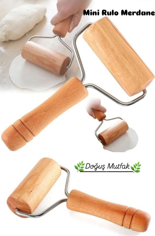 Ahşap Saplı Rulo Hamur Açıcı Merdane Pürüzsüz Oklava Pizza Börek Açma Silindir