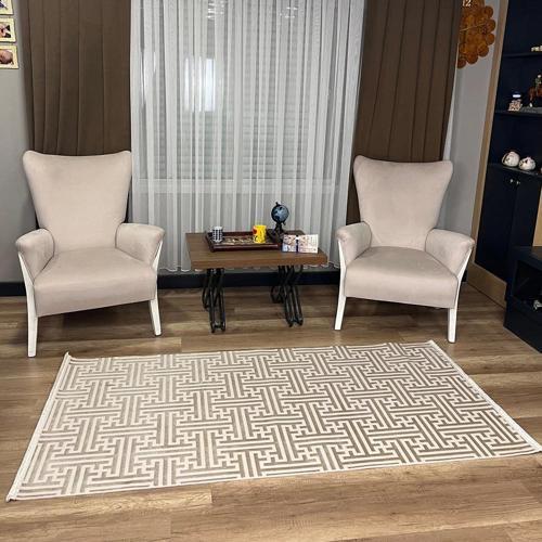 Aria 1128 Vizon Pamuk Tabanlı Modern Halı