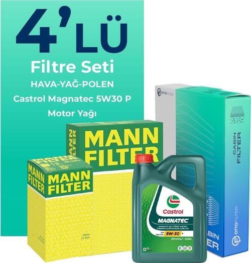 MANN Toyota Proace 1.5 Dizel Filtre Bakım Seti Castrol Motor Yağlı (2018-2025) 4 Lü