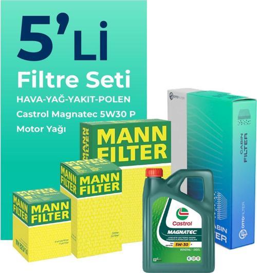 MANN Toyota Proace 1.5 Dizel Filtre Bakım Seti Castrol Motor Yağlı (2018-2025) 5 Li
