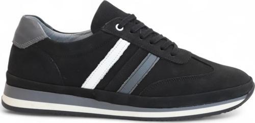 2181-LuısFıgo Hakiki Deri Üst Kalite Anatomik Tabanlı Erkek Günlük Sneakers Ayakkabı - NKT02181-siyah-nubuk-40