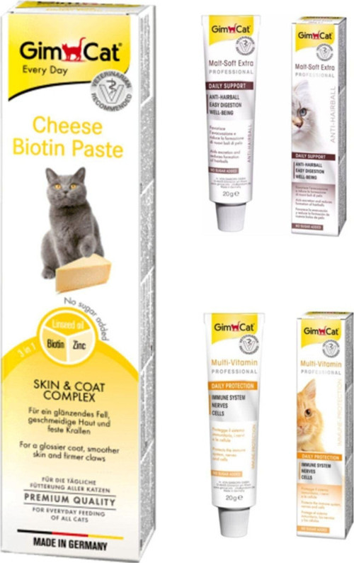 Cheese Paste Biotin Peynirli Kedi Macunu 50 gr + Malt 20 gr + Multivitamin Kedi Macunu 20 gr