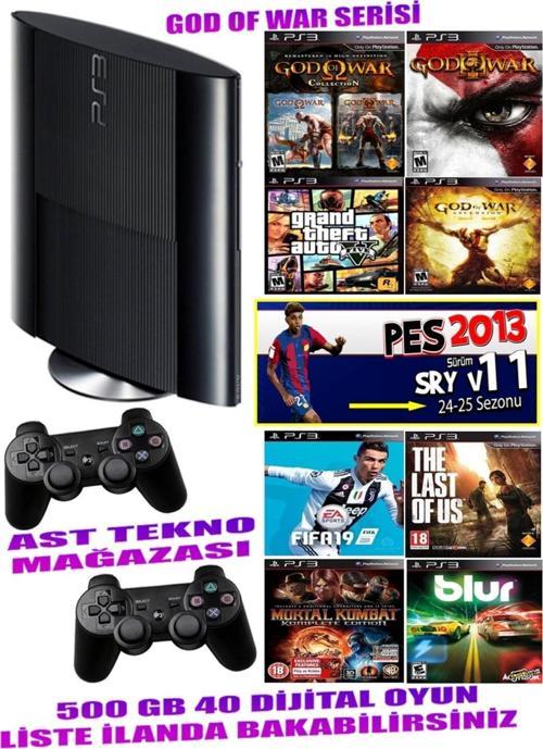 Actıvısıon Playstation 3 Süper Slim 500 Gb ( Yenilenmiş ) 2 Kablosuz Kol 40 Dijital Oyun Garantili Ürün