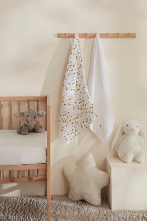 Bee %100 Pamuk 2'li Bebek Müslin Set Sarı