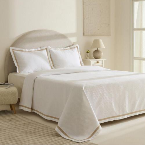 White Collection Doris %100 Pamuk Çift Kişilik Yatak Örtüsü Takımı Bej