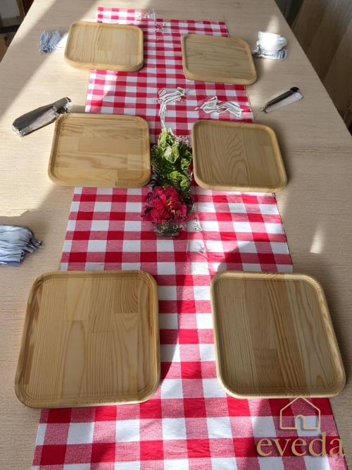 Çam Kare Tabak 6lı