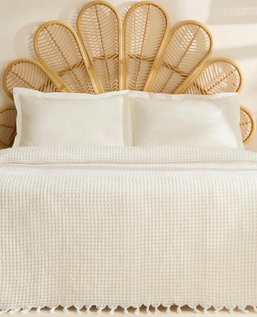 Mady %100 Cotton Waffle Çift Kişilik Tek Pike Beyaz