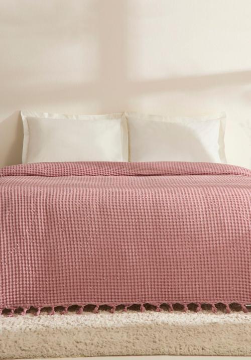 Mady %100 Cotton Waffle Çift Kişilik Tek Pike Pembe